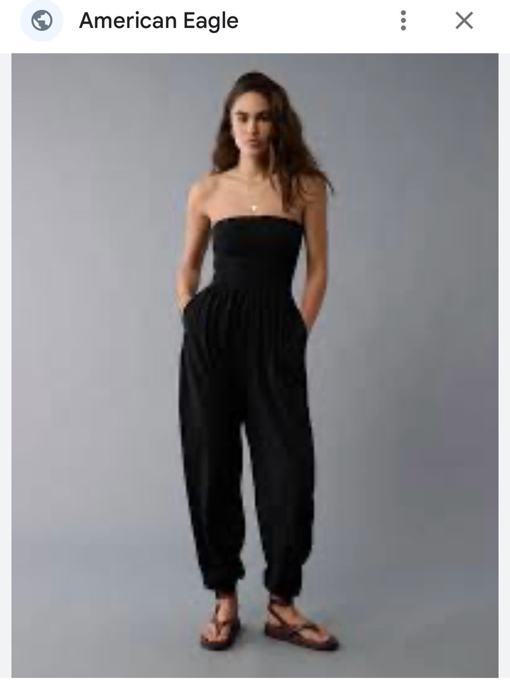 American Eagle Outfitters Black Strapless Harem Jumpsuit